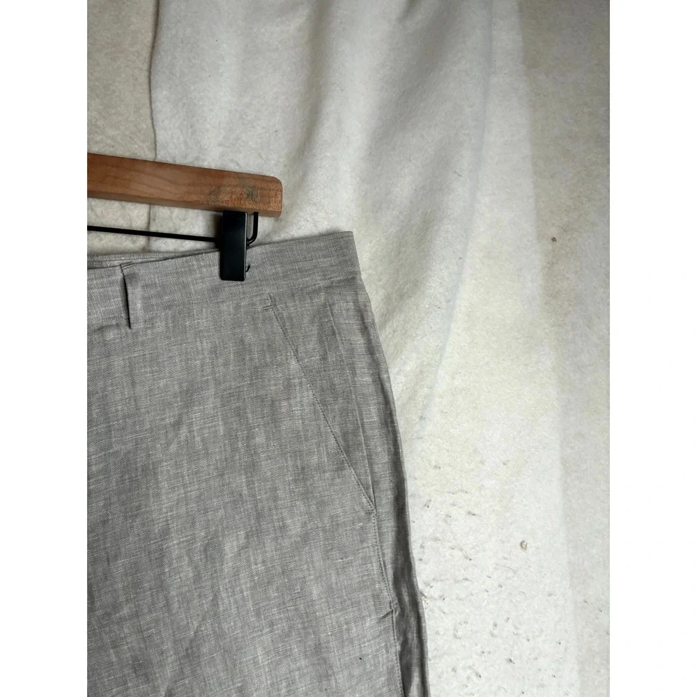Murano Linen Pants Men's 38x30 Light Gray Relaxed Fit Flat Front Straight Leg